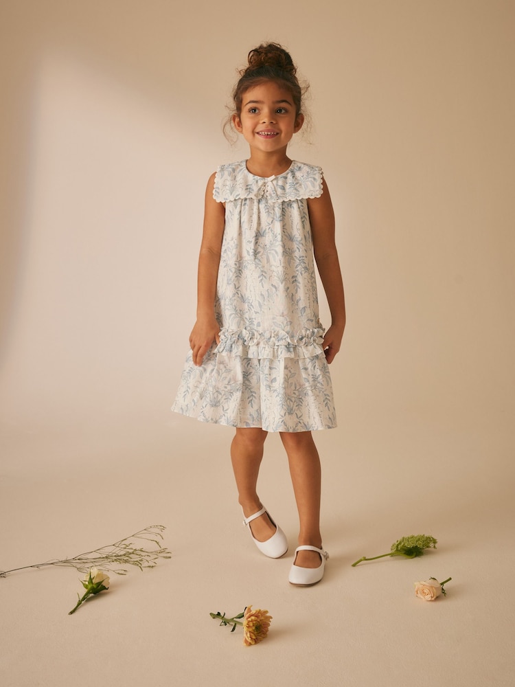 Laura Ashley Blue Parterre Square Collar Dress - Image 2 of 14