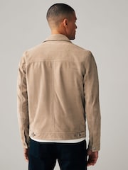 Neutral Suede Trucker Jacket - Image 4 of 10