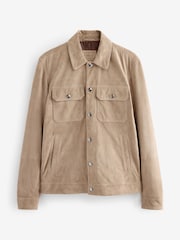 Neutral Suede Trucker Jacket - Image 6 of 10
