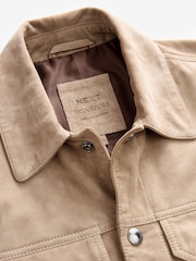 Neutral Suede Trucker Jacket - Image 8 of 10