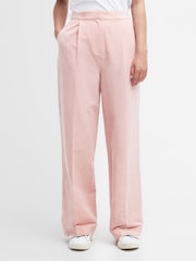 Barbour® Pink Straight Fit Pink Primrose Vivienne Linen Blend Tailored Trousers - Image 1 of 5