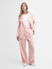 Barbour® Pink Straight Fit Pink Primrose Vivienne Linen Blend Tailored Trousers - Image 3 of 5