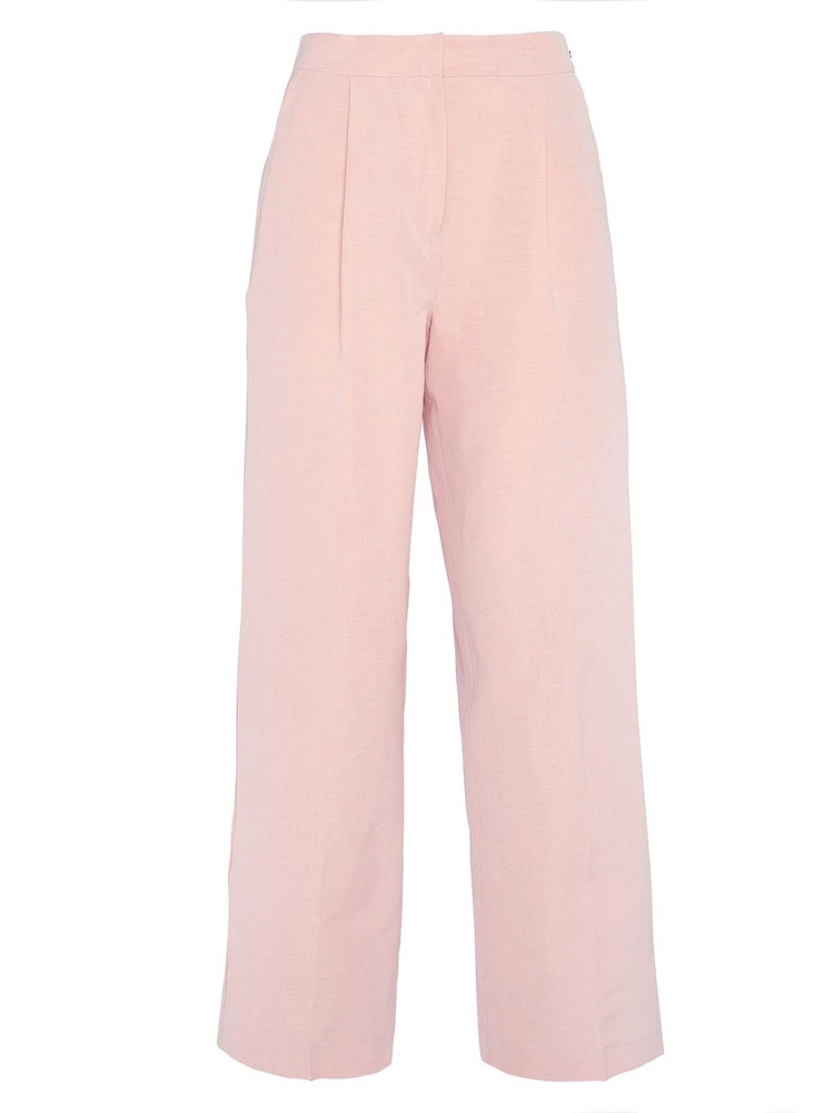 Barbour® Pink Straight Fit Pink Primrose Vivienne Linen Blend Tailored Trousers - Image 5 of 5