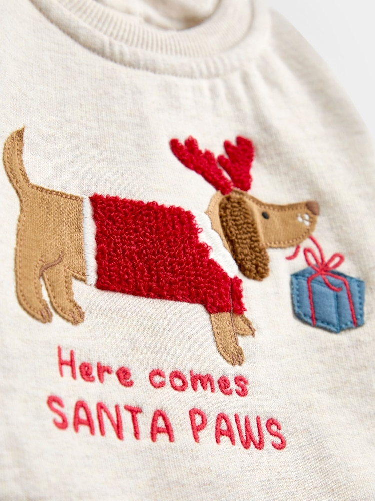 JoJo Maman Bébé Cream Christmas Sausage Dog Sweatshirt & Trouser Set - Image 6 of 6 JoJo Maman Bébé Cream Christmas Sausage Dog Sweatshirt & Trouser Set - Image 6 of 6