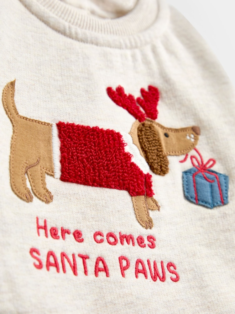 JoJo Maman Bébé Cream Christmas Sausage Dog Sweatshirt & Trouser Set - Image 8 of 8 JoJo Maman Bébé Cream Christmas Sausage Dog Sweatshirt & Trouser Set - Image 8 of 8
