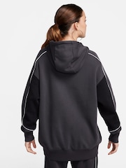 Nike Dark Grey Piping Detail Swoosh Hoodie - Image 3 of 10