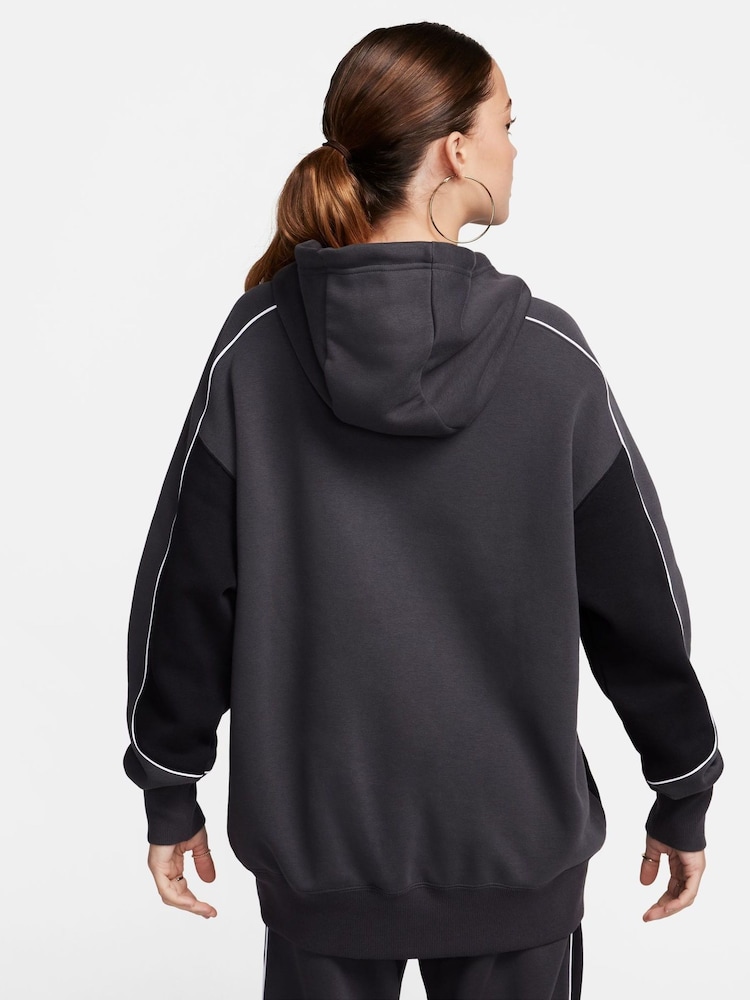 Nike Dark Grey Piping Detail Swoosh Hoodie - Image 3 of 10
