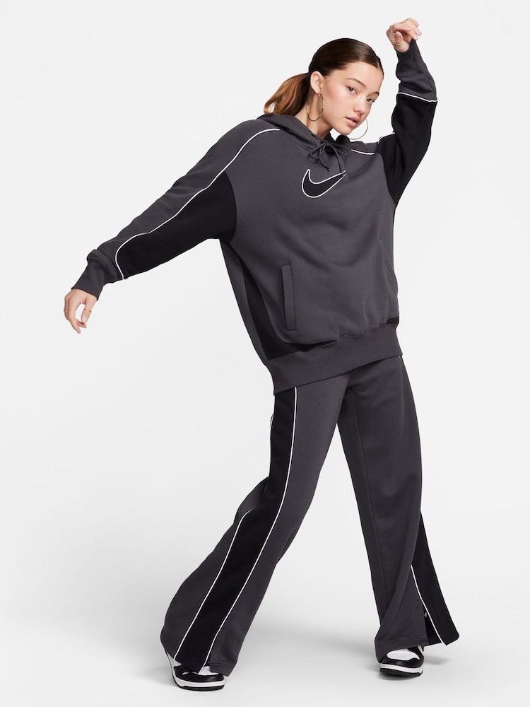 Nike Dark Grey Piping Detail Swoosh Hoodie - Image 4 of 10