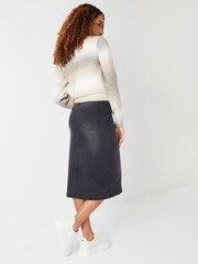 Threadbare Grey Petite Denim Midi Skirt - Image 2 of 4
