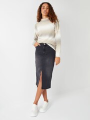 Threadbare Grey Petite Denim Midi Skirt - Image 3 of 4