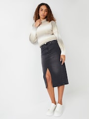 Threadbare Grey Petite Denim Midi Skirt - Image 4 of 4