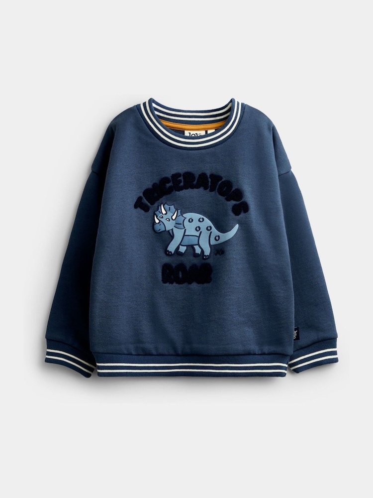 JoJo Maman Bébé Blue Triceratops Sweatshirt - Image 1 of 4 JoJo Maman Bébé Blue Triceratops Sweatshirt - Image 1 of 4