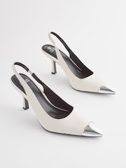 Off White Forever Comfort® Metallic Toe Slingback Heels - Image 5 of 7
