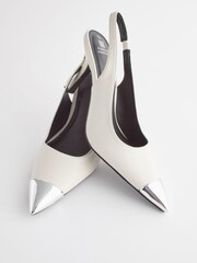 Off White Forever Comfort® Metallic Toe Slingback Heels - Image 6 of 7