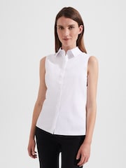 Hobbs White Sleeveless Vic Shirt - Image 1 of 4