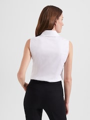 Hobbs White Sleeveless Vic Shirt - Image 2 of 4