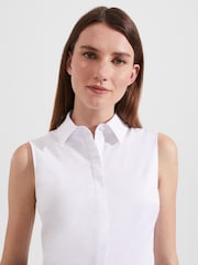 Hobbs White Sleeveless Vic Shirt - Image 3 of 4