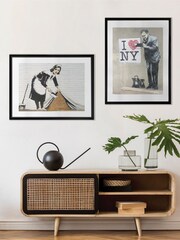 Brookpace Lascelles Black Banksy Graffiti Street Wall Art - Image 1 of 2