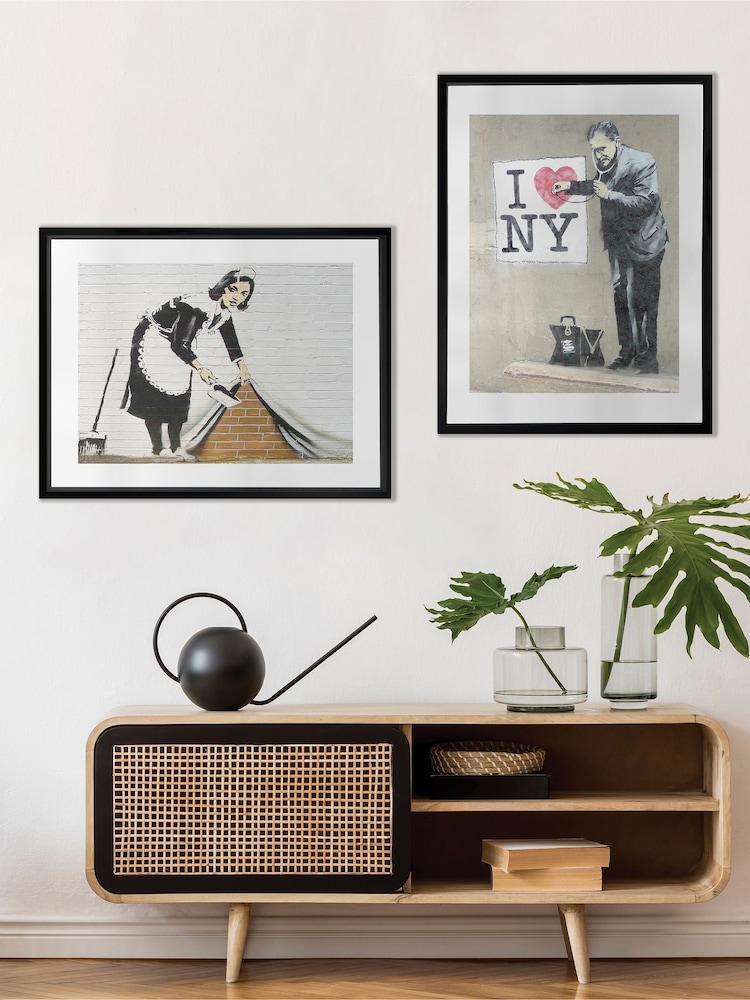 Brookpace Lascelles Black Banksy Graffiti Street Wall Art - Image 1 of 2