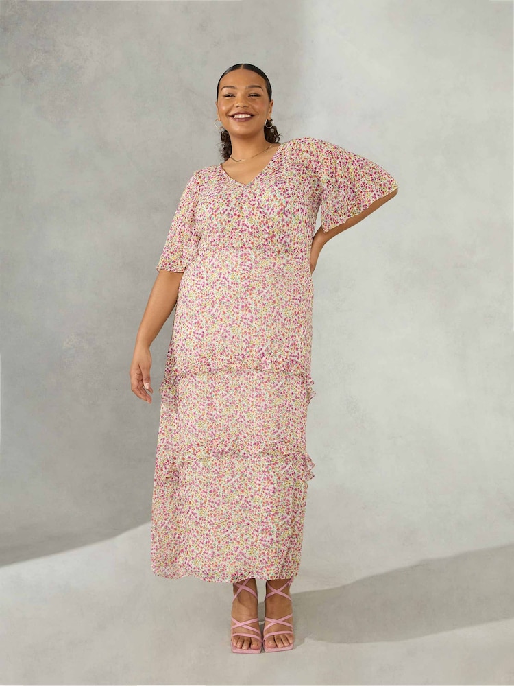 Live Unlimited White Curve Ditsy Tiered Ruffle Dress - Image 1 of 4 Live Unlimited White Curve Ditsy Tiered Ruffle Dress - Image 1 of 4