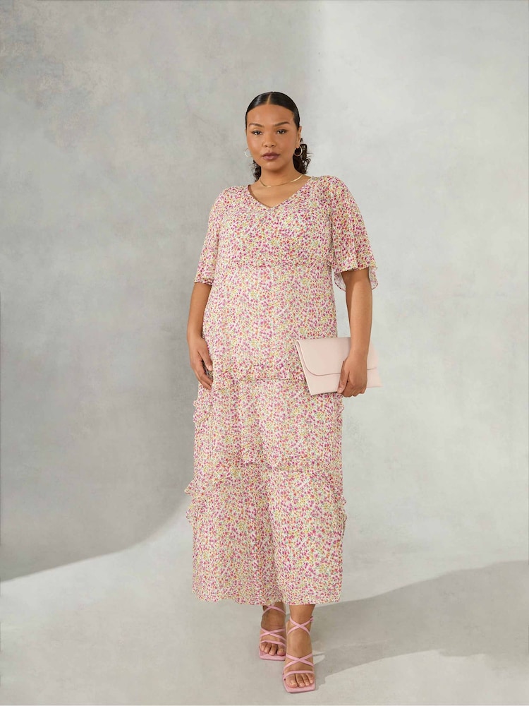 Live Unlimited White Curve Ditsy Tiered Ruffle Dress - Image 2 of 4
