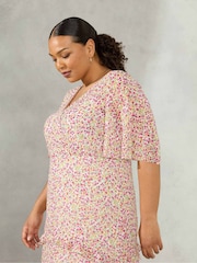 Live Unlimited White Curve Ditsy Tiered Ruffle Dress - Image 3 of 4