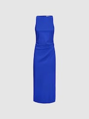 Reiss Blue Scarlett Bodycon Boat Neck Midi Dress - Image 2 of 4