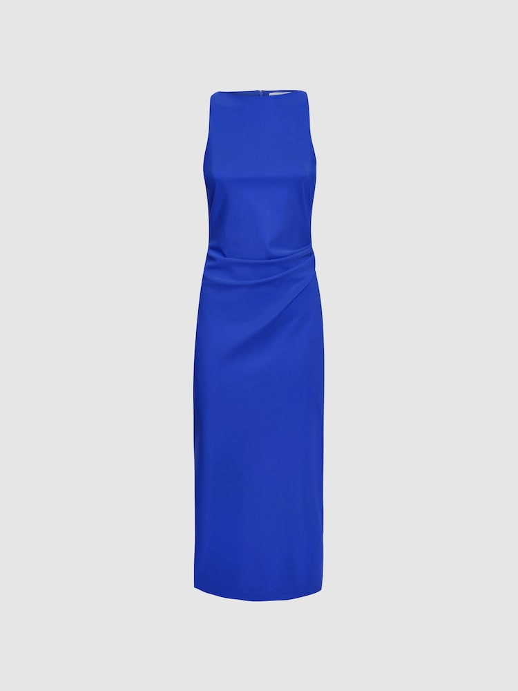 Reiss Blue Scarlett Bodycon Boat Neck Midi Dress - Image 2 of 4