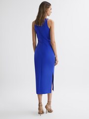 Reiss Blue Scarlett Bodycon Boat Neck Midi Dress - Image 4 of 4
