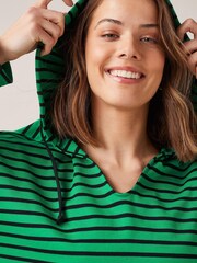 Black/Green Short Sleeve Stripe Poncho Hoodie - Image 4 of 5