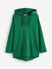Black/Green Short Sleeve Stripe Poncho Hoodie - Image 5 of 5