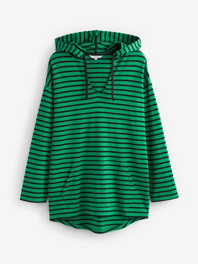 Black/Green Short Sleeve Stripe Poncho Hoodie - Image 5 of 5