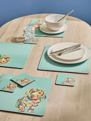 Set of 4 Teal Blue Sausage Dog Placemats and Coasters - Image 2 of 3