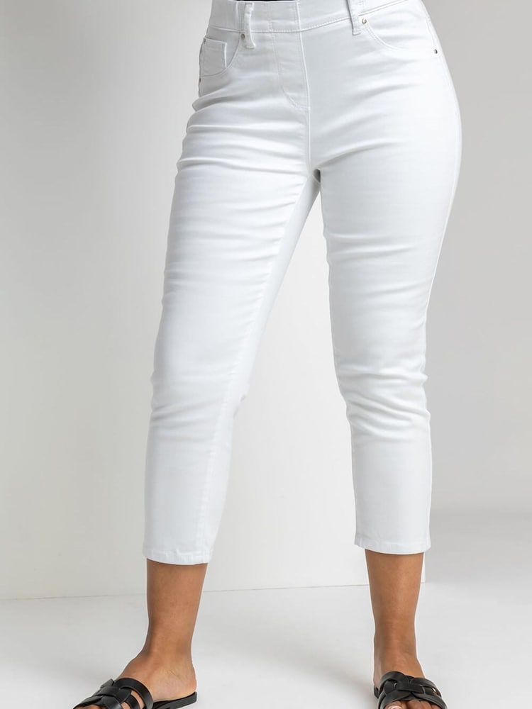 Roman White Petite Stretch Crop Denim Leggings - Image 1 of 4