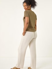 Roman Green Petite Textured Button Through Blouse - Image 4 of 5