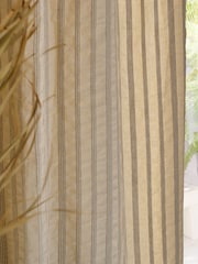 French Connection Natural Eyelet Zulu Textured Stripe Cotton Lined Curtains - Image 2 of 5