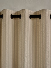 French Connection Natural Eyelet Zulu Textured Stripe Cotton Lined Curtains - Image 4 of 5