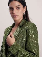 Grün - Einreihiger Blazer mit Pailletten - Bild 5 von 7
