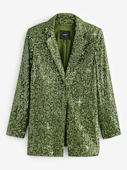Grün - Einreihiger Blazer mit Pailletten - Bild 6 von 7