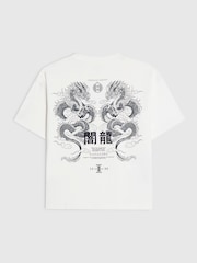 River Island White Japanese Dragon T-Shirt - Image 2 of 4