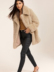 Ecru Cream Teddy Borg Coat - Image 2 of 6