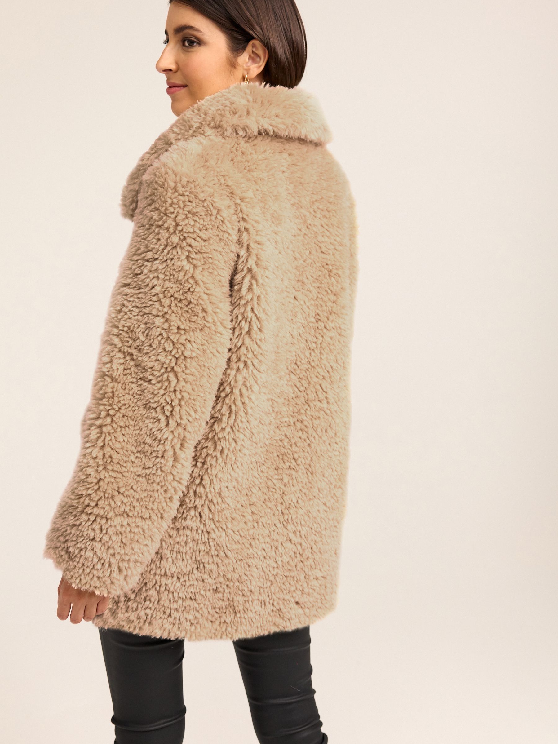 Buy Ecru Cream Teddy Borg Coat from Next Ireland
