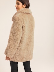 Ecru Cream Teddy Borg Coat - Image 3 of 6