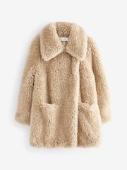 Ecru Cream Teddy Borg Coat - Image 5 of 6
