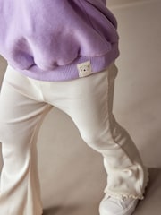 Cream Rib Flare Leggings (3mths-7yrs) - Image 4 of 7