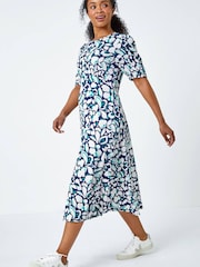 Vestido midi de punto elástico con estampado floral Petite de Roman - Imagen 1 de 5