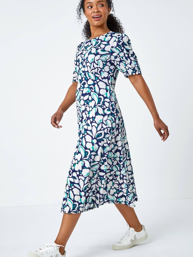 Vestido midi de punto elástico con estampado floral Petite de Roman - Imagen 1 de 5
