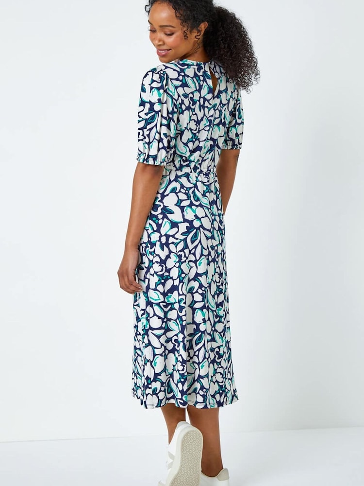 Vestido midi de punto elástico con estampado floral Petite de Roman - Imagen 2 de 5