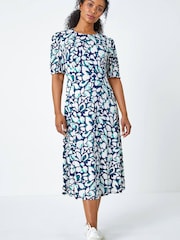 Vestido midi de punto elástico con estampado floral Petite de Roman - Imagen 3 de 5