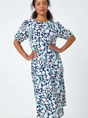 Vestido midi de punto elástico con estampado floral Petite de Roman - Imagen 4 de 5